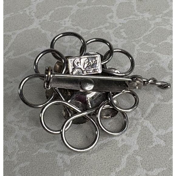 Vintage Pegasus Coro Sterling Silver 925 Open Work Flower Brooch Pin Rose 1940s - Picture 2 of 6